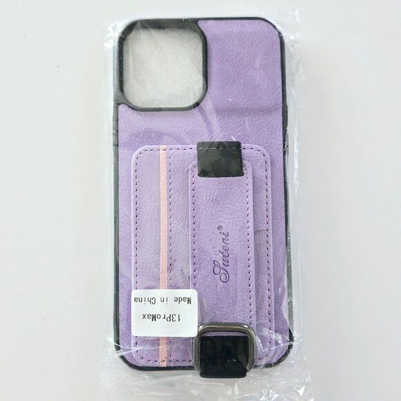Suteni Leather Cell Phone Case for iPhone 13 ProMax Purple Color New - Picture 1 of 7